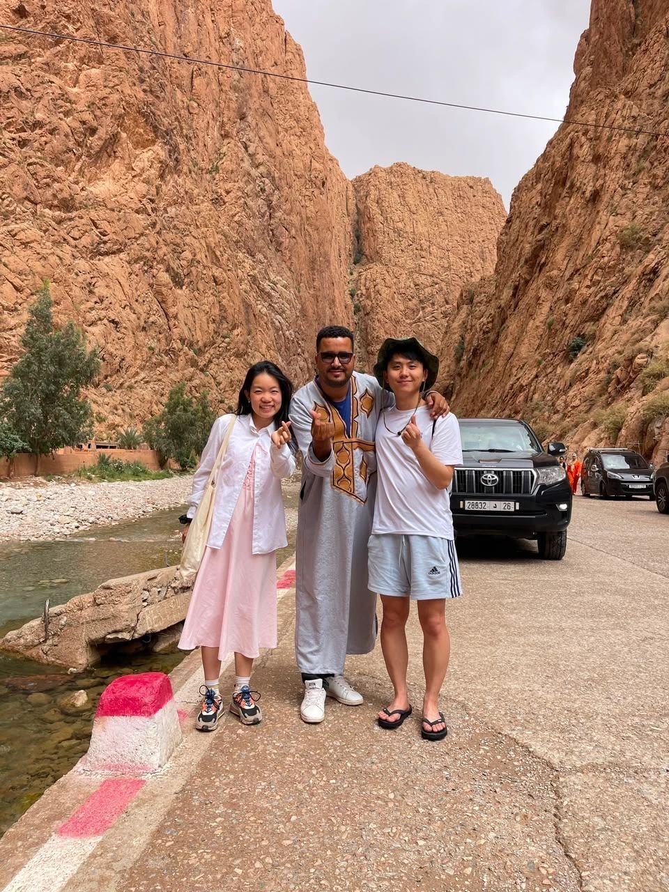 Our guide with travellers in the Todra gorge